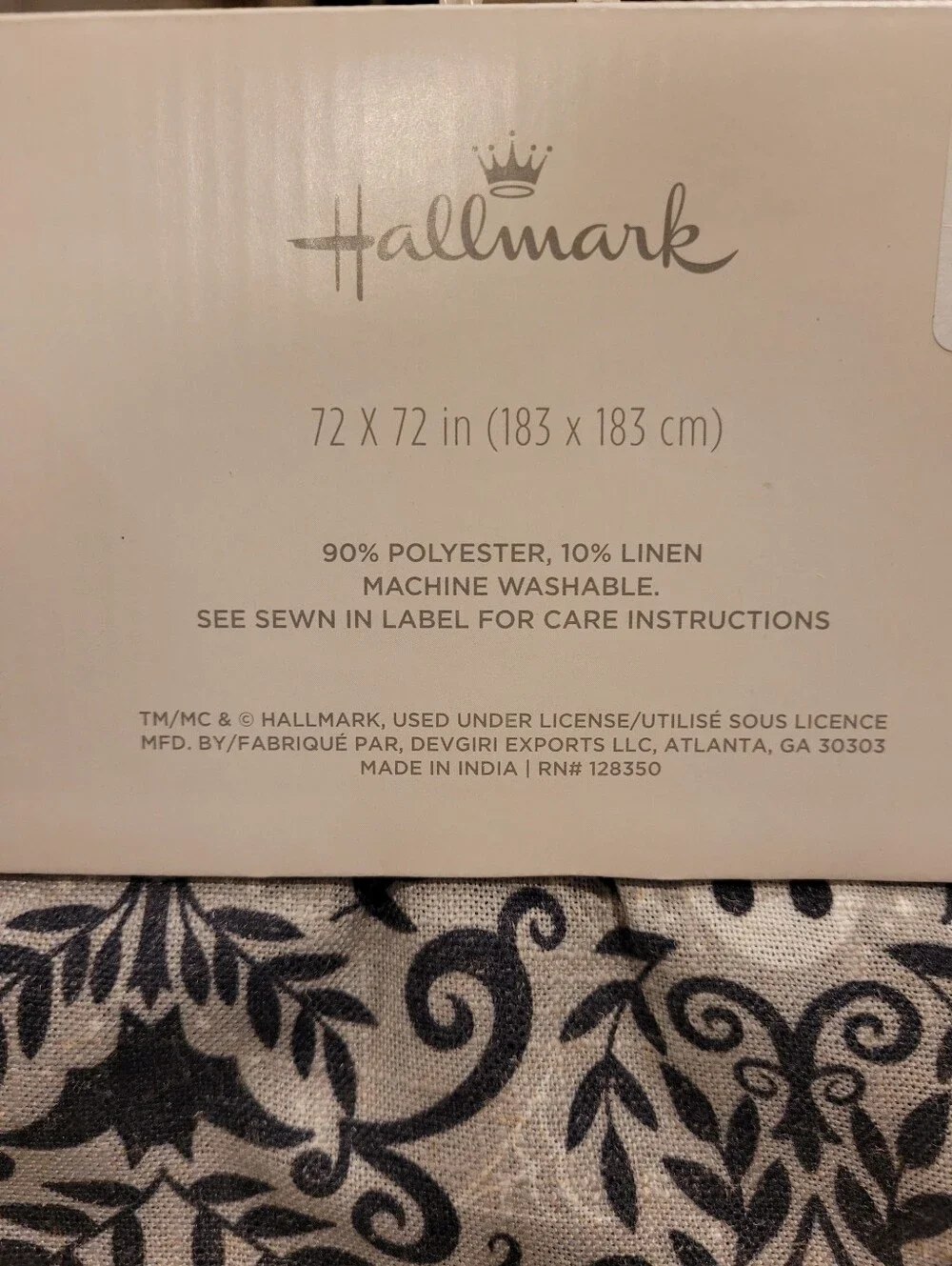 NEW Hallmark Black Gray And White Halloween Damask Shower Curtain Discontinued